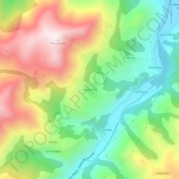 Leiguarda topographic map, elevation, terrain