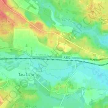Binnegar topographic map, elevation, terrain