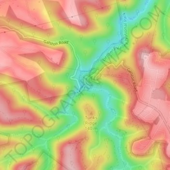 Galston Gorge topographic map, elevation, terrain