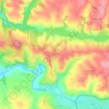 Canitrot topographic map, elevation, terrain
