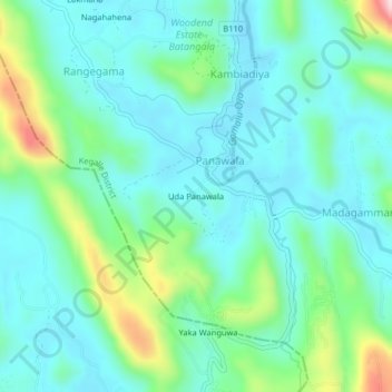 Uda Panawala topographic map, elevation, terrain