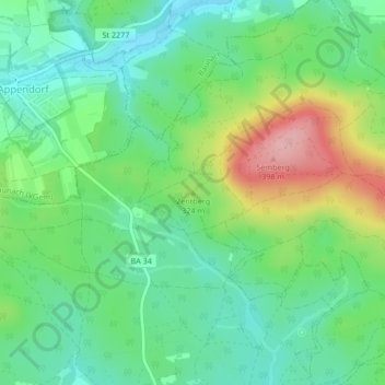 Zentberg topographic map, elevation, terrain