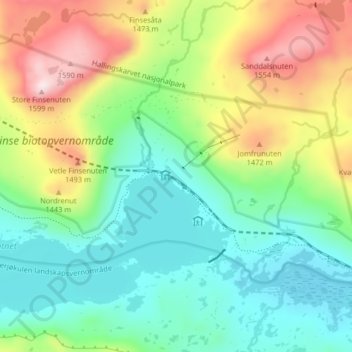 Finse topographic map, elevation, terrain