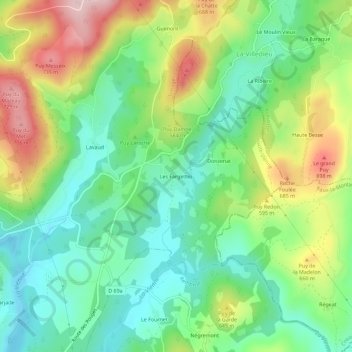 Les Fargettes topographic map, elevation, terrain