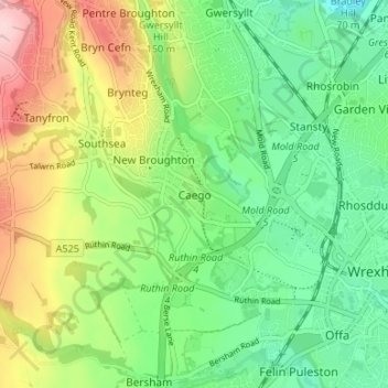 Caego topographic map, elevation, terrain