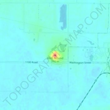 West Mound topographic map, elevation, terrain