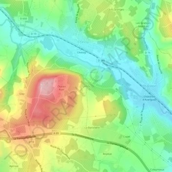 Conzy topographic map, elevation, terrain