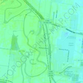 Olmito topographic map, elevation, terrain