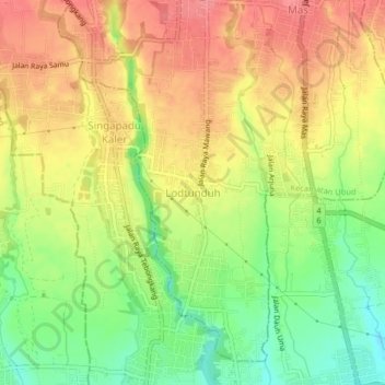 Lodtunduh topographic map, elevation, terrain