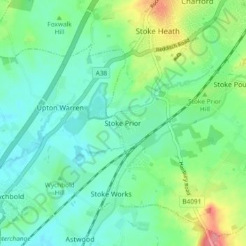 Stoke Prior topographic map, elevation, terrain