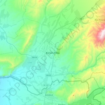 Dschalalabat topographic map, elevation, terrain