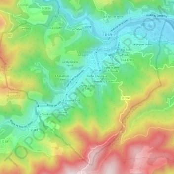 Chante Lauve Sud topographic map, elevation, terrain