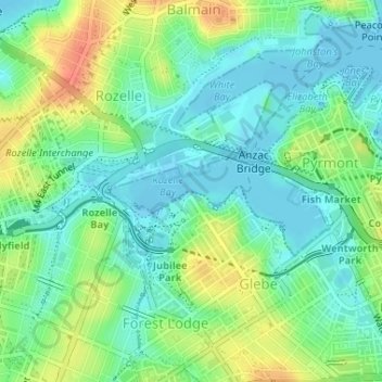 Glebe Point topographic map, elevation, terrain