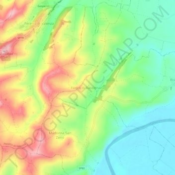 Fiondi di Bassignana topographic map, elevation, terrain