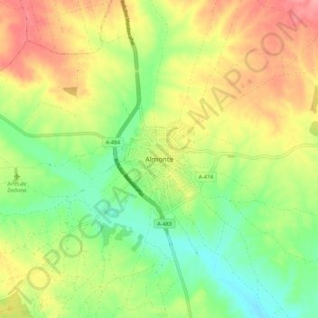 Almonte topographic map, elevation, terrain