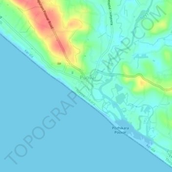Poovar topographic map, elevation, terrain