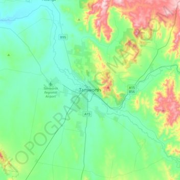 Tamworth topographic map, elevation, terrain