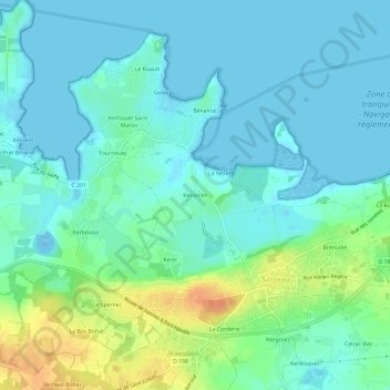 Kervocen topographic map, elevation, terrain