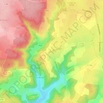 Jonchère topographic map, elevation, terrain