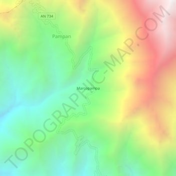 Marcopampa topographic map, elevation, terrain