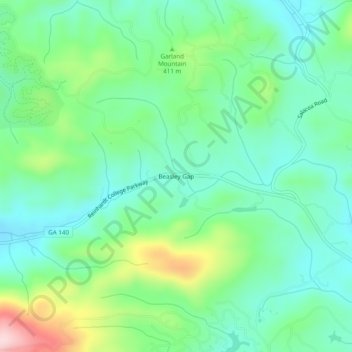 Beasley Gap topographic map, elevation, terrain
