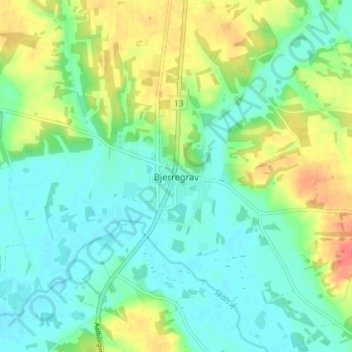 Bjerregrav topographic map, elevation, terrain