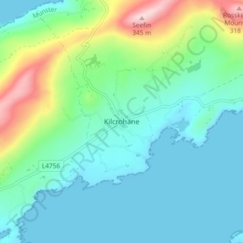 Kilcrohane topographic map, elevation, terrain