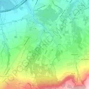 Thonex topographic map, elevation, terrain