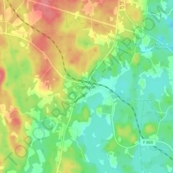 Stensjön topographic map, elevation, terrain