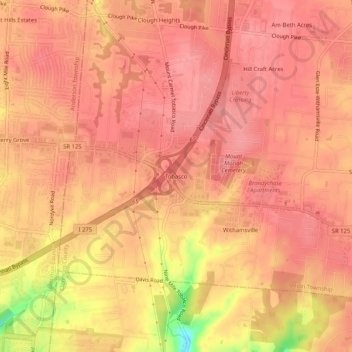 Tobasco topographic map, elevation, terrain