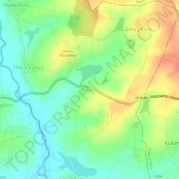 Baguru topographic map, elevation, terrain