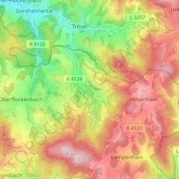 Wünschmichelbach topographic map, elevation, terrain