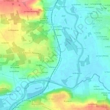 Le Faux topographic map, elevation, terrain