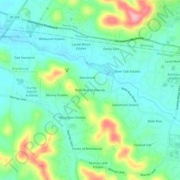 Belle Rive Highlands topographic map, elevation, terrain