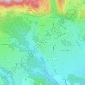 Sankt Martha topographic map, elevation, terrain