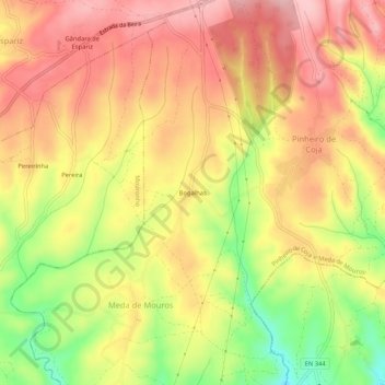 Bogalhas topographic map, elevation, terrain