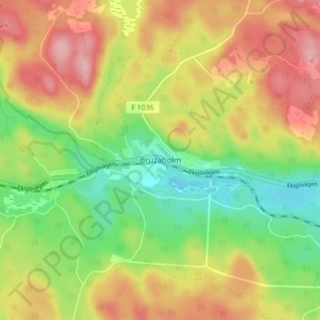 Bruzaholm topographic map, elevation, terrain