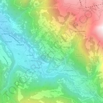 Sarreyer topographic map, elevation, terrain
