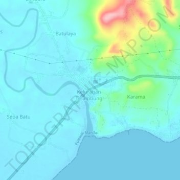 Tinambung topographic map, elevation, terrain