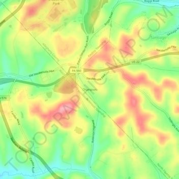 Champion topographic map, elevation, terrain