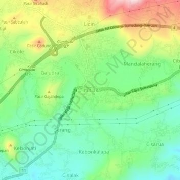 Cimalaka topographic map, elevation, terrain