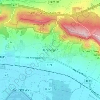 Deckbergen topographic map, elevation, terrain
