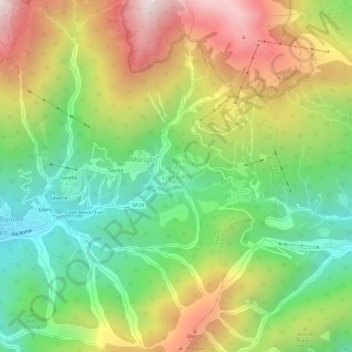 Ligosullo topographic map, elevation, terrain