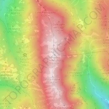 Monte Pellecchia topographic map, elevation, terrain
