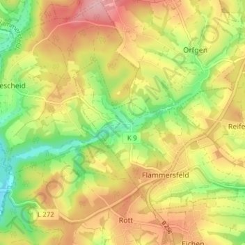 Ahlbach topographic map, elevation, terrain