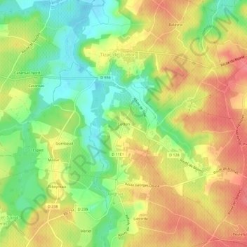 Curton topographic map, elevation, terrain