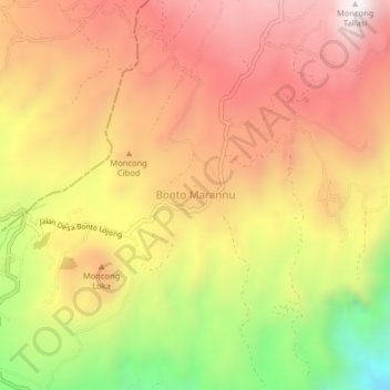 Bonto Marannu topographic map, elevation, terrain
