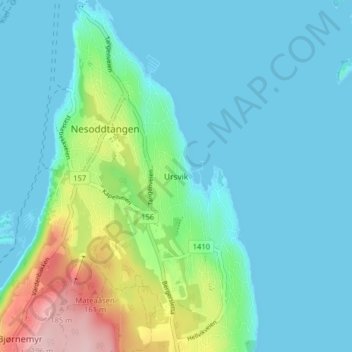 Ursvik topographic map, elevation, terrain