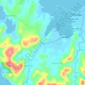 Oga topographic map, elevation, terrain