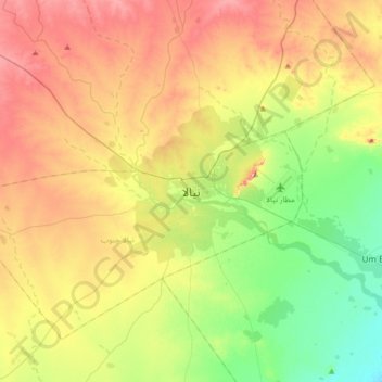 Nyala topographic map, elevation, terrain
